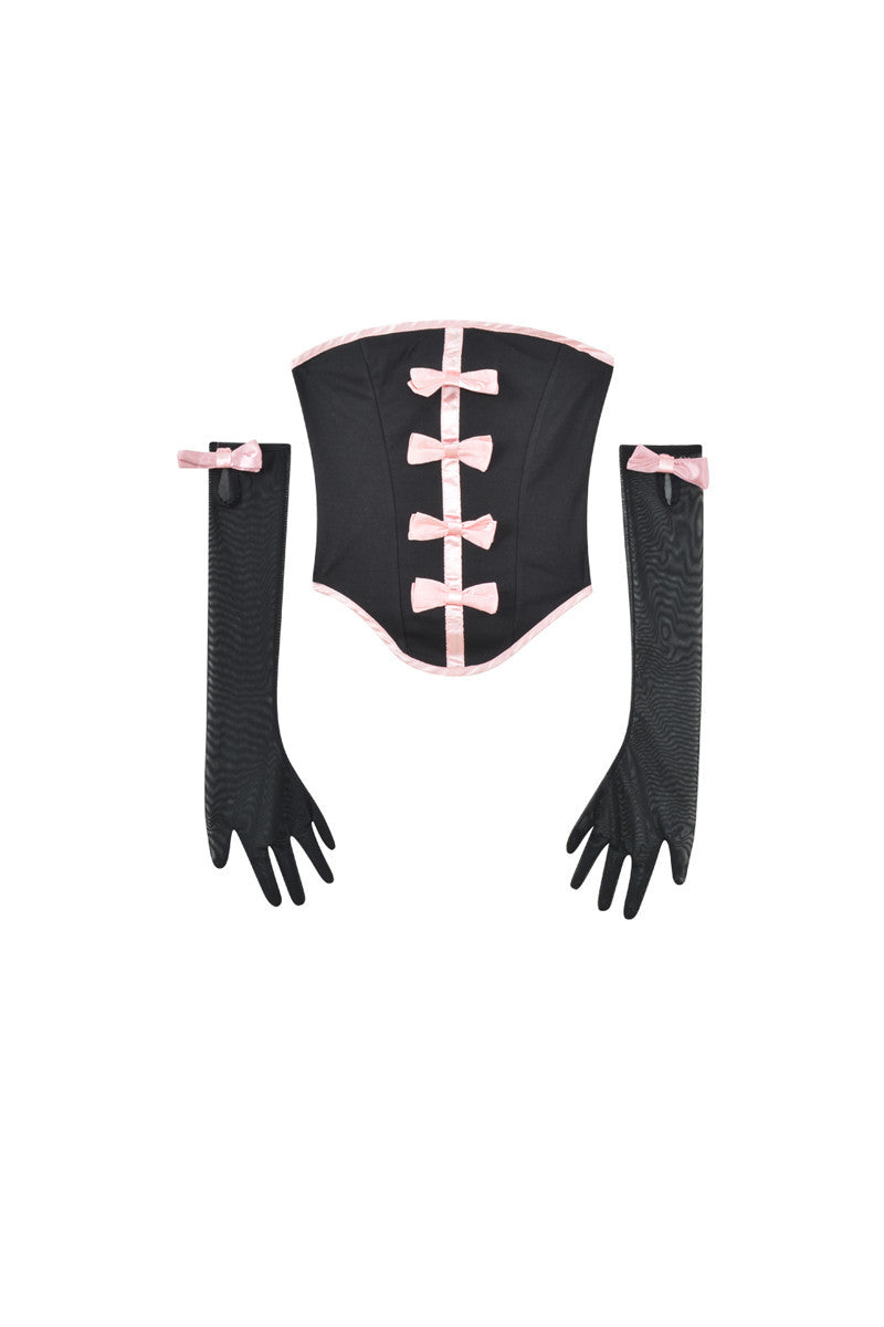 Design Sense Contrast Color Bow Tube Top Vest Women's Slim