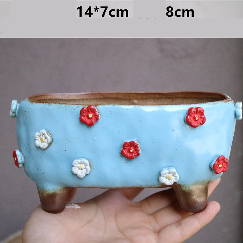 Strawberry Stoneware Succulent Plant Pot
