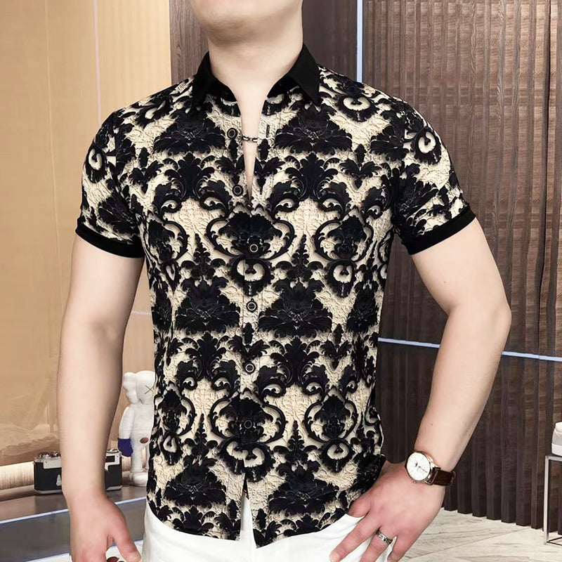 Men's Summer Casual Collar Printed POLO Shirt