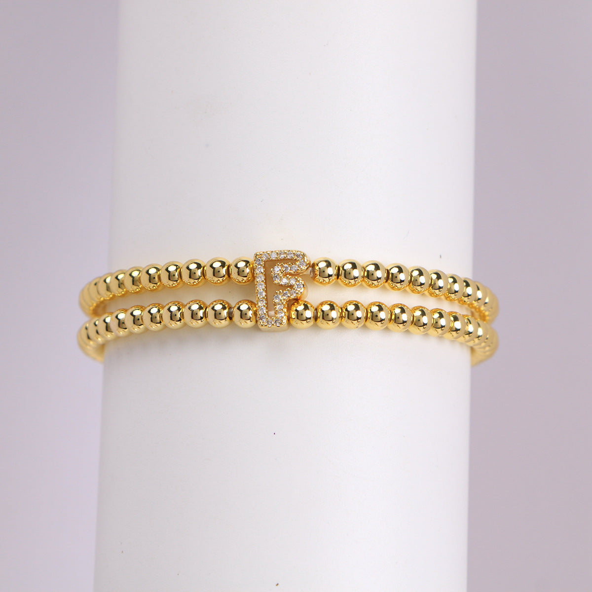 Copper-Plated 18k Gold Zircon Bead Bracelet