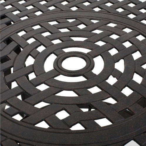 Outdoor Cast Aluminum Circular Dining Table, Bronze