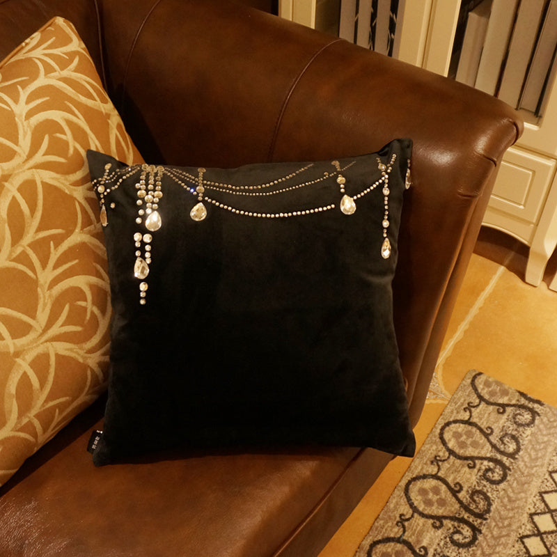 Ins Wind Velvet Crystal Flower Light Luxury Bed Back Cushion Pillow