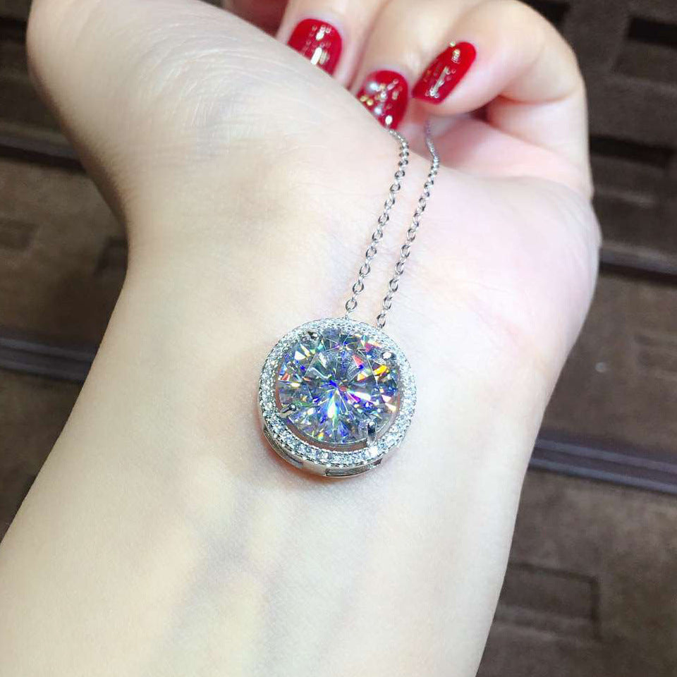 5 Carat Simulated Moissanite Round Pendant For Women