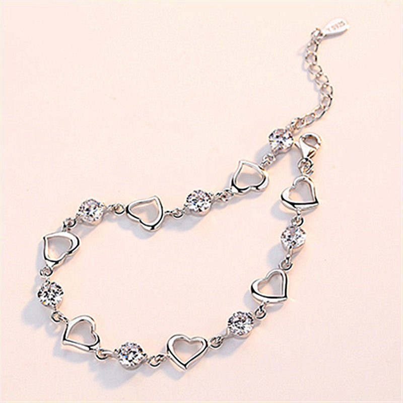 Simple Heart To Heart White Diamond Net Red Trendy Jewelry