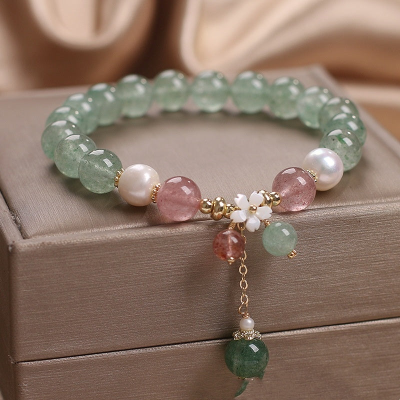 Natural Green Strawberry Quartz Bracelet