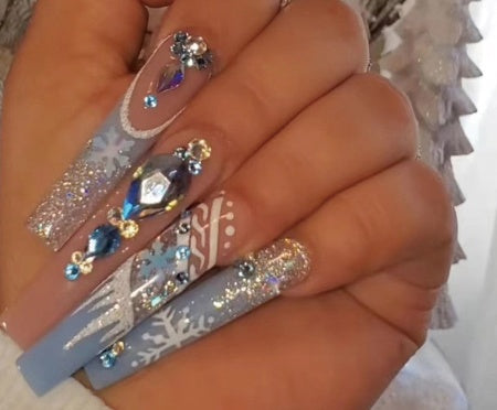 Rhinestone Christmas Snow Blue French Armor