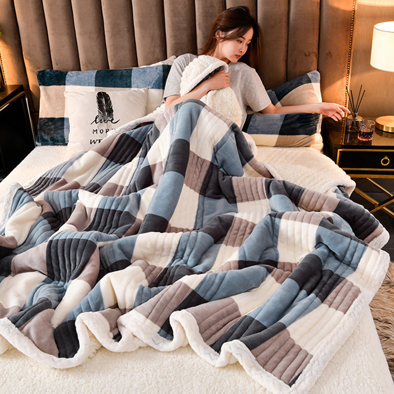 Cashmere Three-Layer Blanket Thickened Warm Feather Silk Blanket