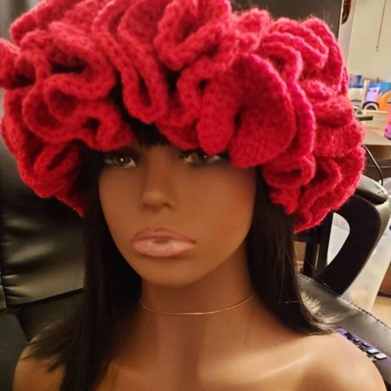 Knitted Lace Bamboo Hat Ruffled Hat Fashion