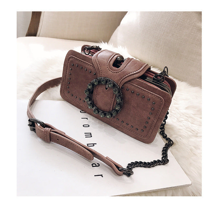 Retro Diamond-Studded Small Square Bag Korean Messenger Bag