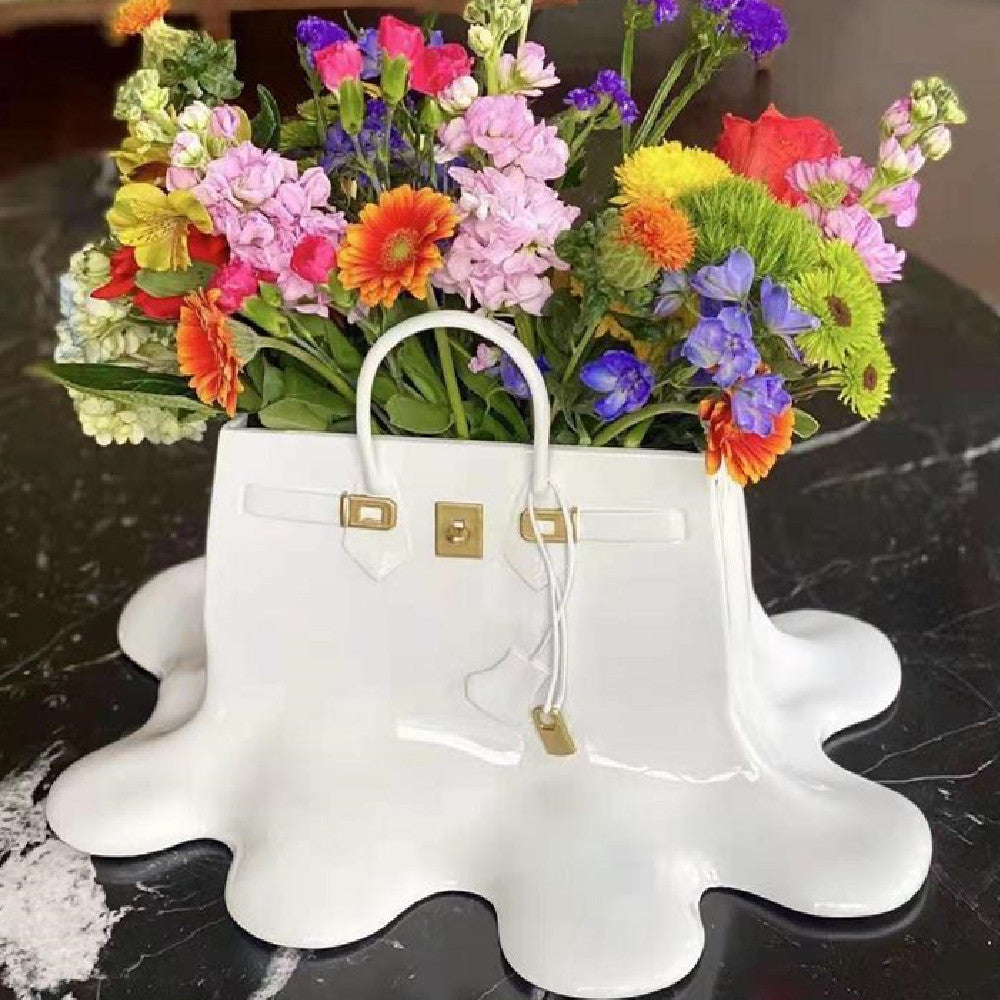 High-End Bag Resin Vase Flower Arrangement Sculpture