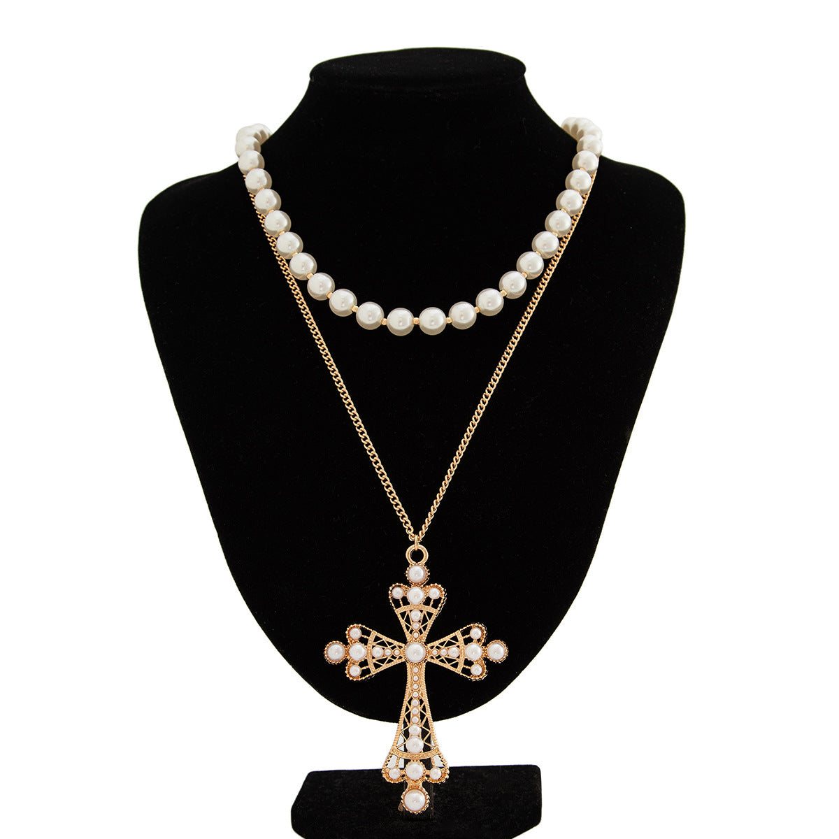 Hip Hop Niche Exaggerated Diamond Studded Cross Necklace