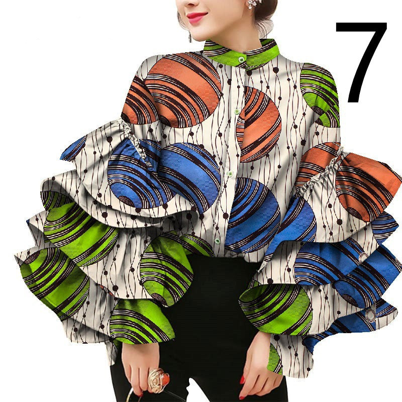 Women's Commuter Ruffle Sleeve Printed T-Shirt