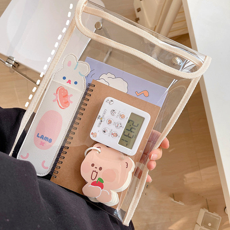 Transparent Document Bag Snap Pvc Storage Bag Pen Bag Sundries Bag Coin Purse