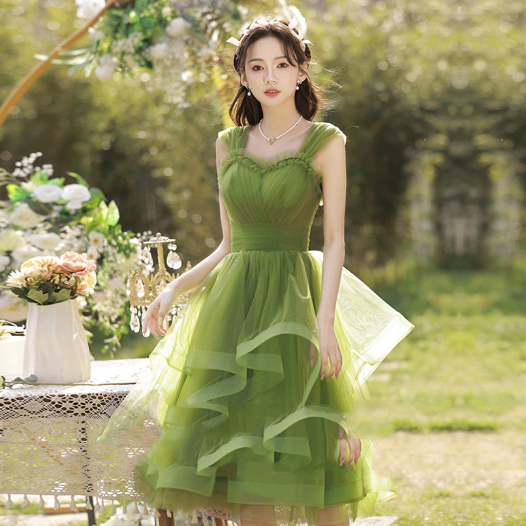 Green French Light Luxury Fairy Banquet Style Dress