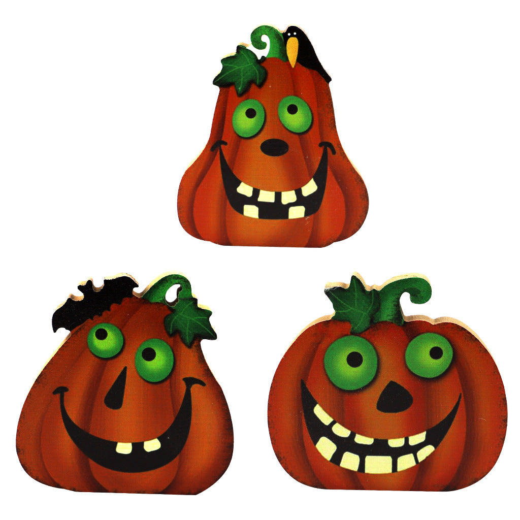 Handmade Wooden Holloween Pumpkin Ghost Skeletons Ornament Home Bar