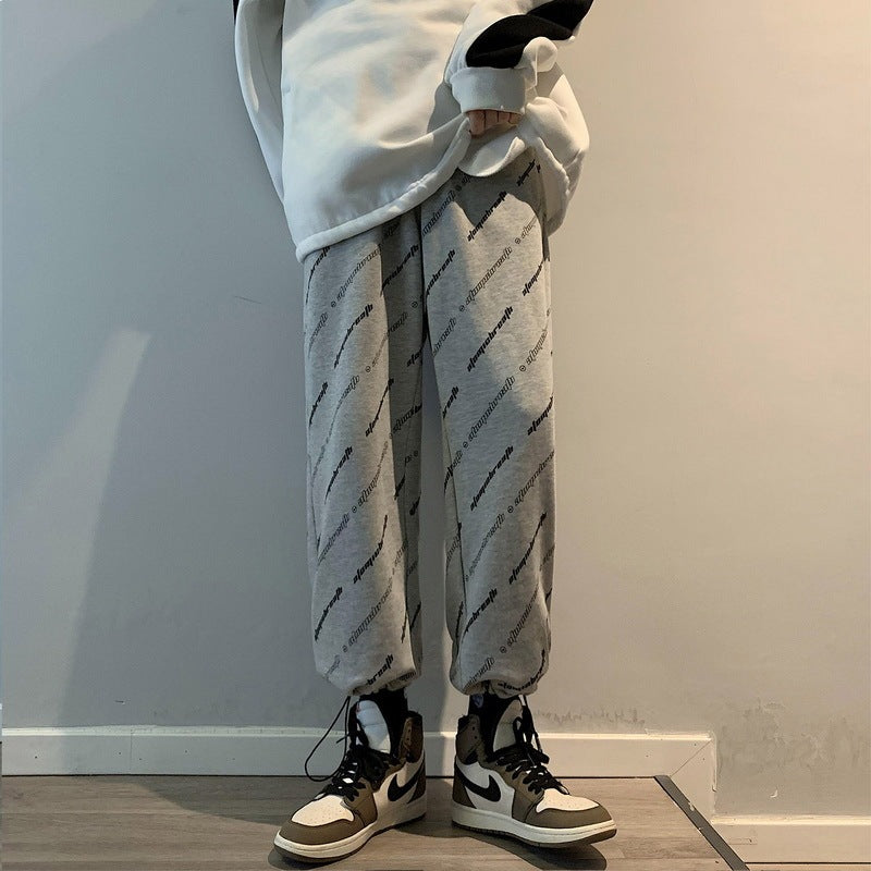 Casual Trousers With Letters Printed Track Sweatpants