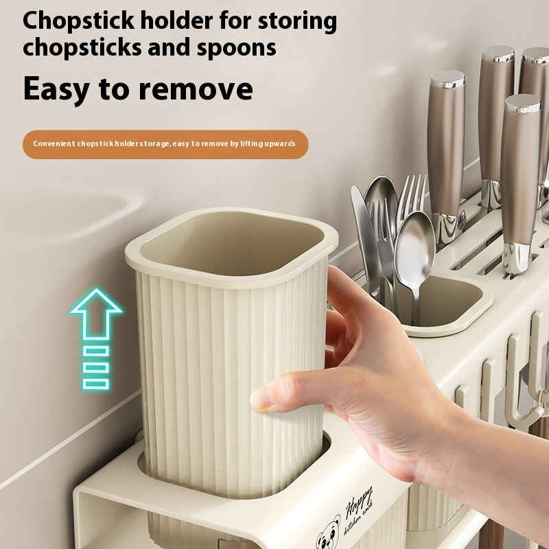 Kitchen Knife Rack Multi-Functional Punch-free