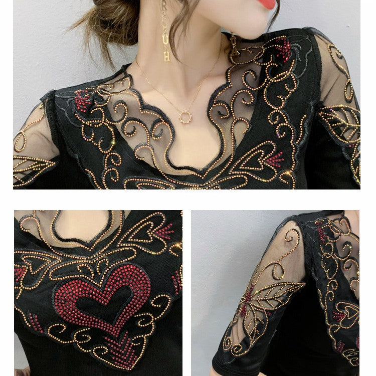 Heavy Duty Stamping Drill Fashion Temperament Bottoming Shirt Top
