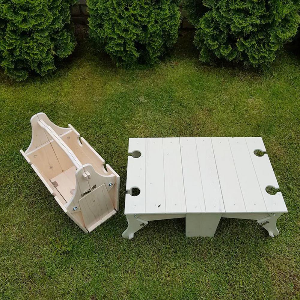 Portable Outdoor Storage Basket With Wooden Table