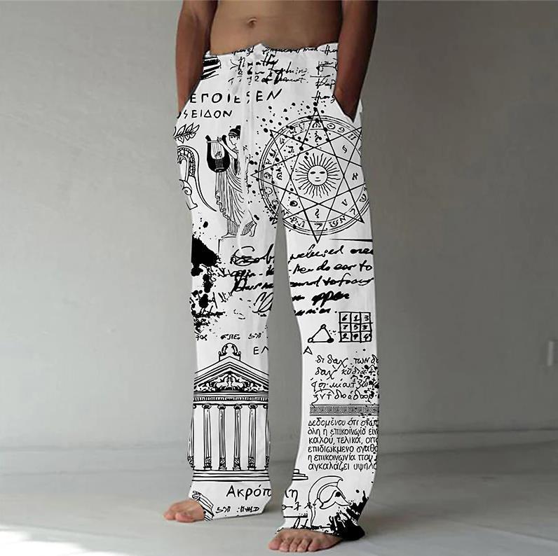 Men's Printed Street Hipster Plus Size Casual Pants Wide Leg Pants Sports Pants