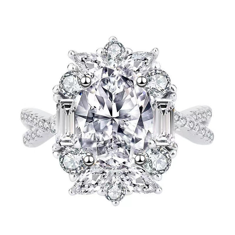 S925 Sterling Silver Moissanite Carat Diamond Ring