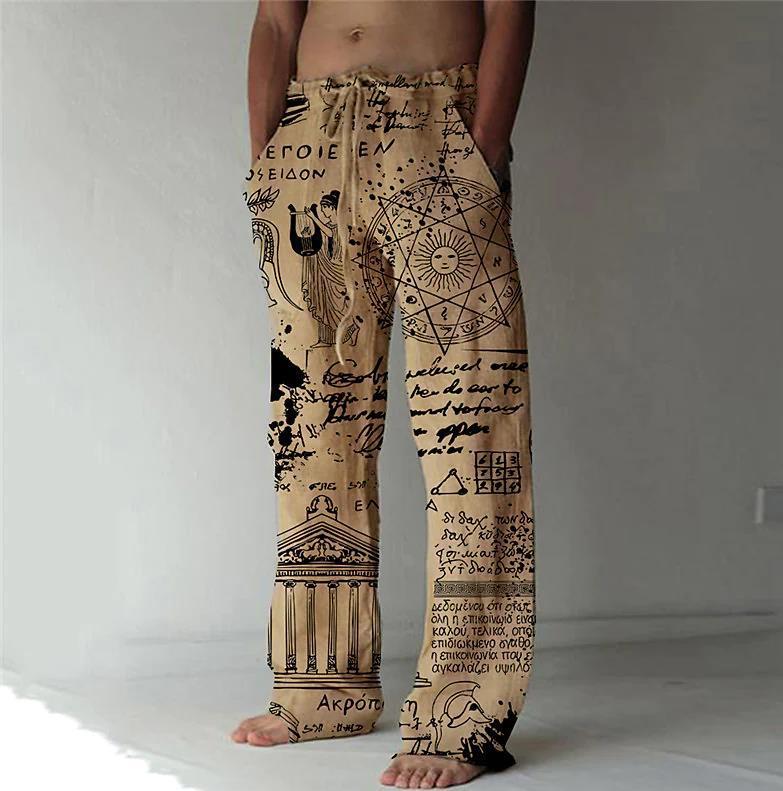 Men's Printed Street Hipster Plus Size Casual Pants Wide Leg Pants Sports Pants