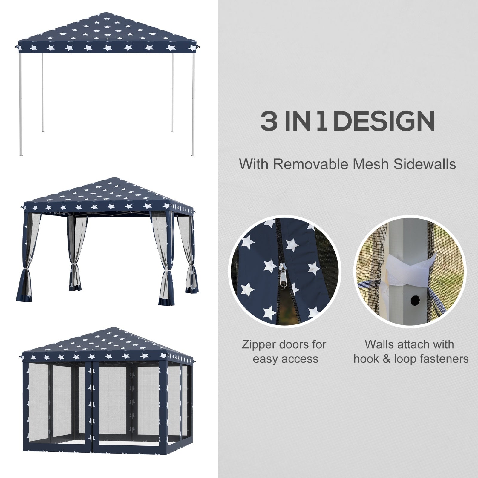 Outsunny 10' X 10' Pop Up Canopy Tent With Netting, Instant Gazebo, Ez Up Screen House Room With Car