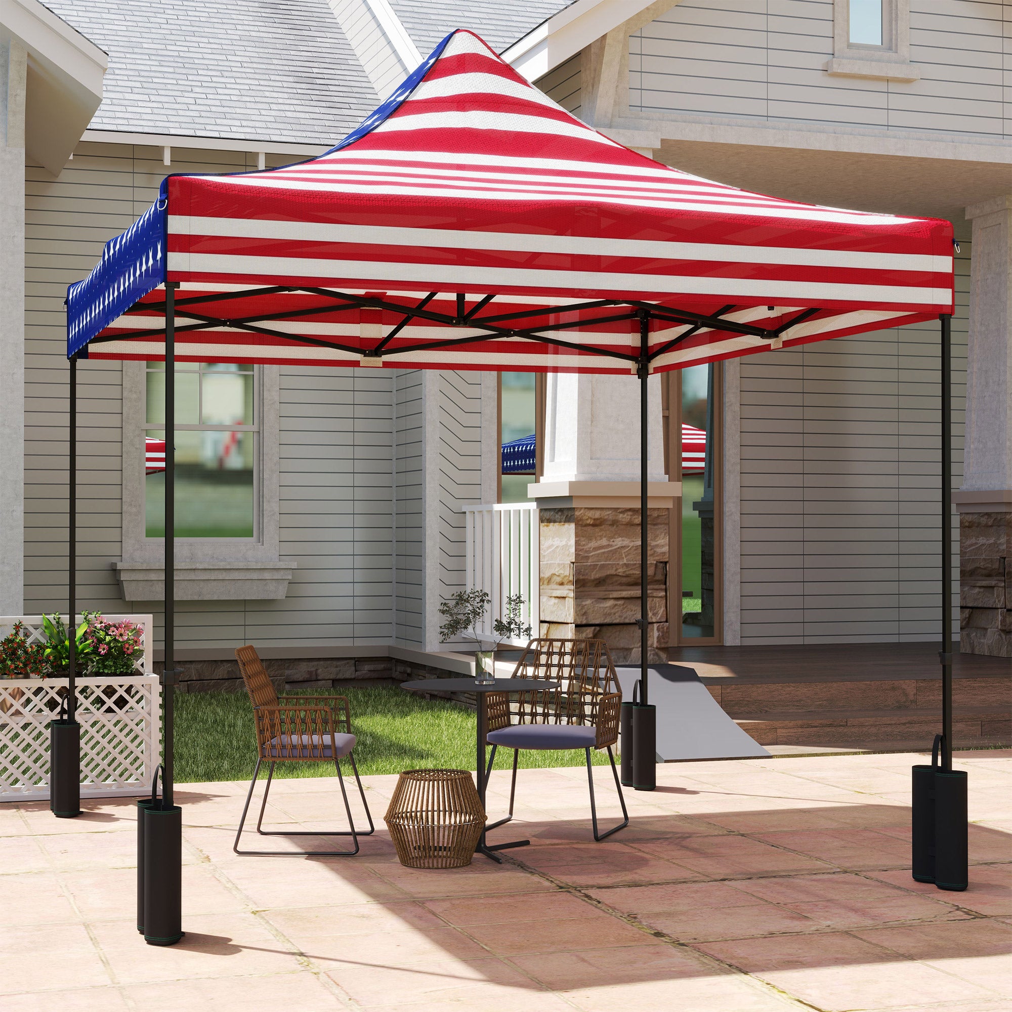 10' x 10' Replacement Canopy Top for Pop Up Canopy Tent with 4 Sand Bags