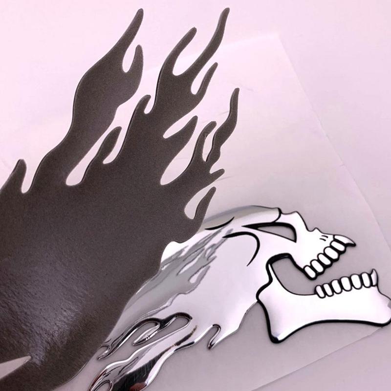 Soft Rubber 3D Flame Skull Bumper Stickers