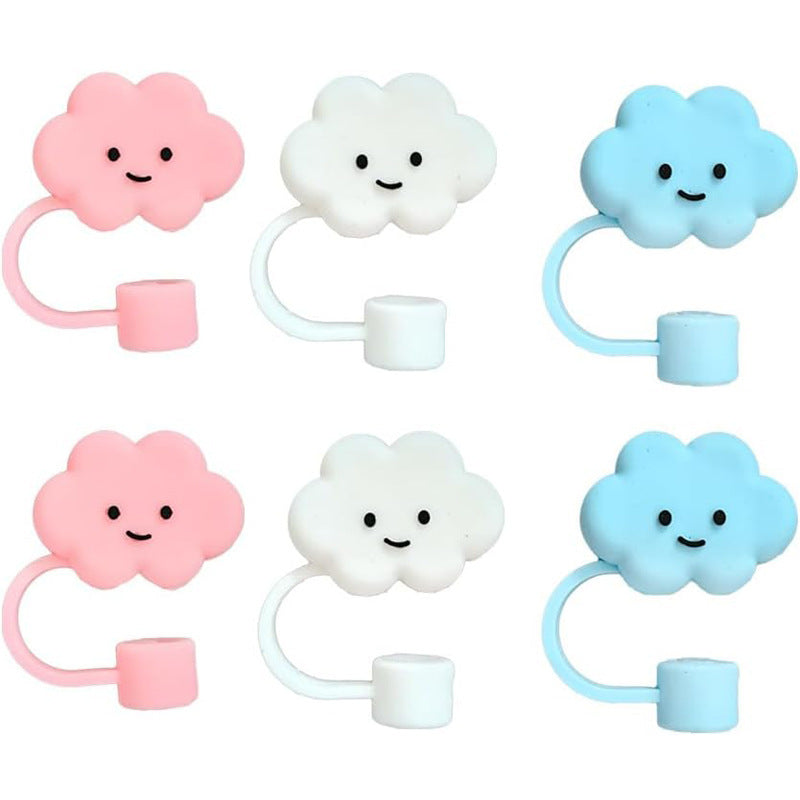 Colorful Cloud-Shaped Straw Cover Soft Rubber Plug Cap