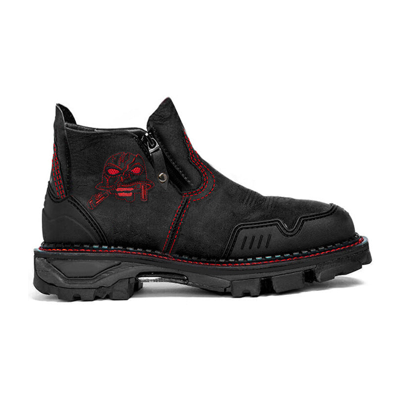 Square Toe Men's Leather Boots Snow Boots Wear-Resistant Martin Boots Low-Heel Casual Men's Shoes
