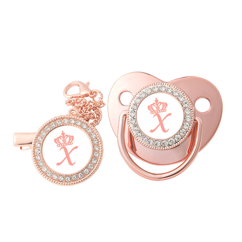 Rose Gold Crown Letter Pacifier
