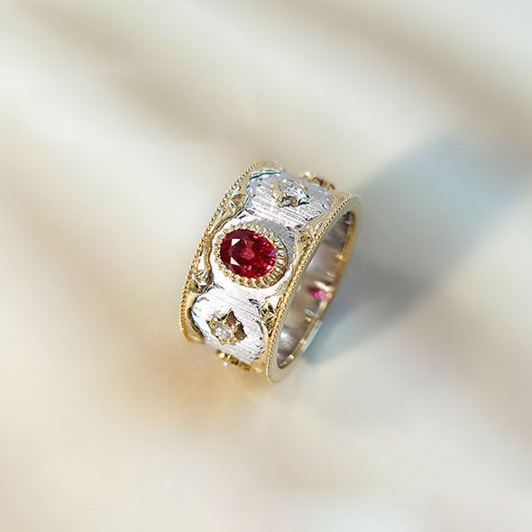 Fashion S925 Silver Plated Red Diamond Ring