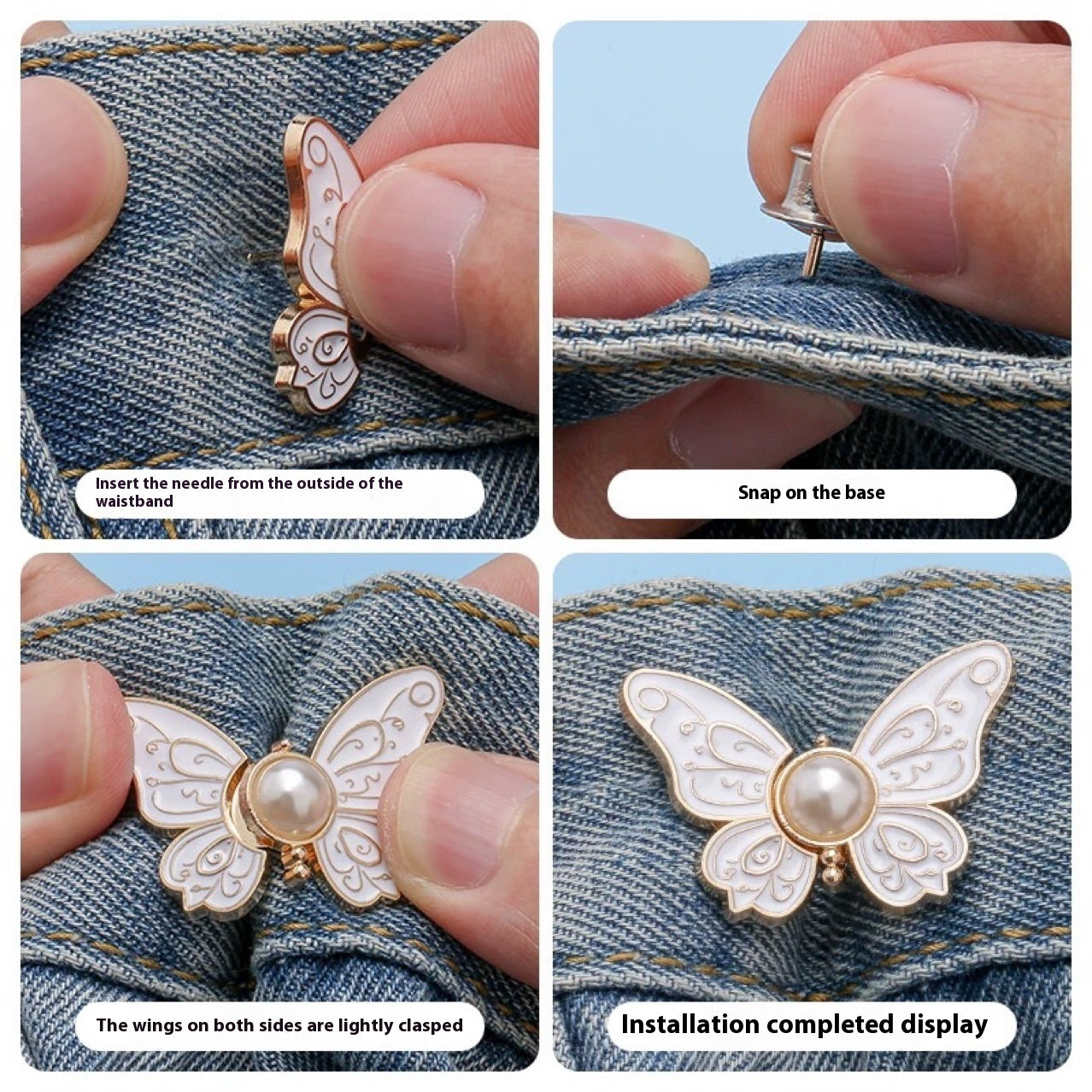 Removable Nail-Free Butterfly Belt Buckle