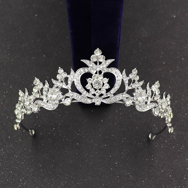 Women's Fashion Rhinestone Leaves Heart Bridal Crown Tiara