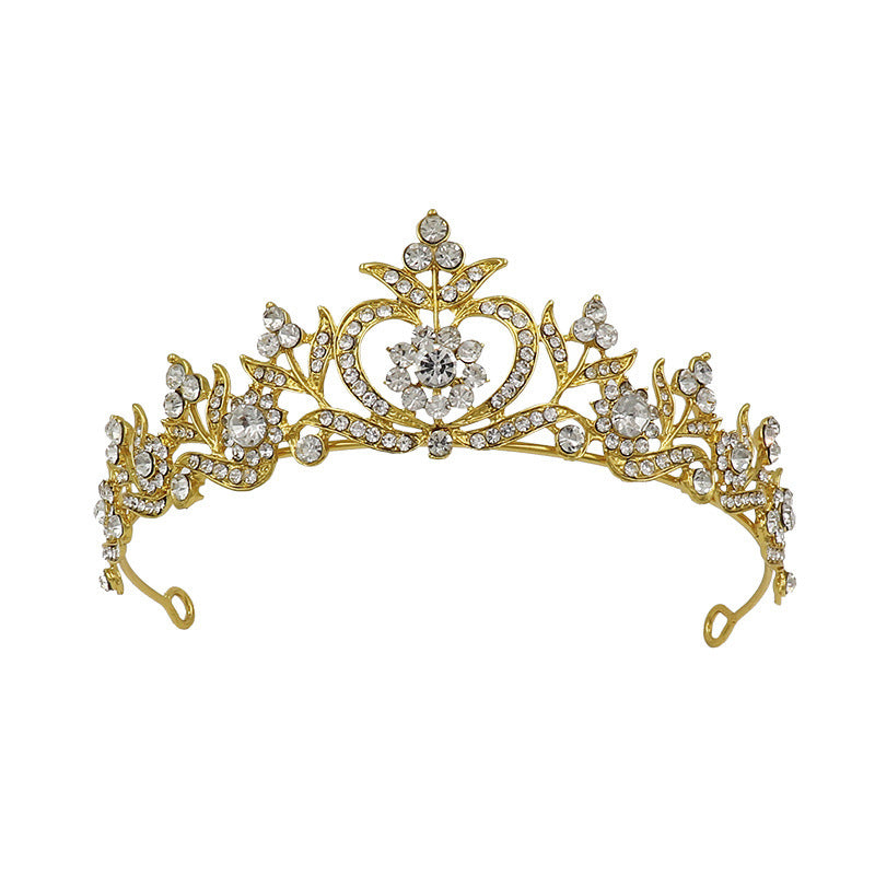 Women's Fashion Rhinestone Leaves Heart Bridal Crown Tiara