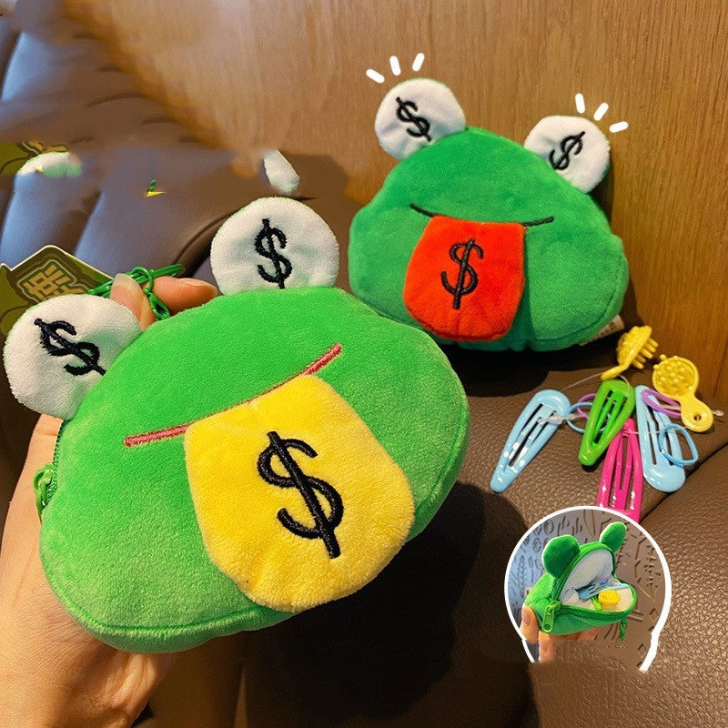 Creative Cartoon Plush Money Frog Coin Purse Keychain