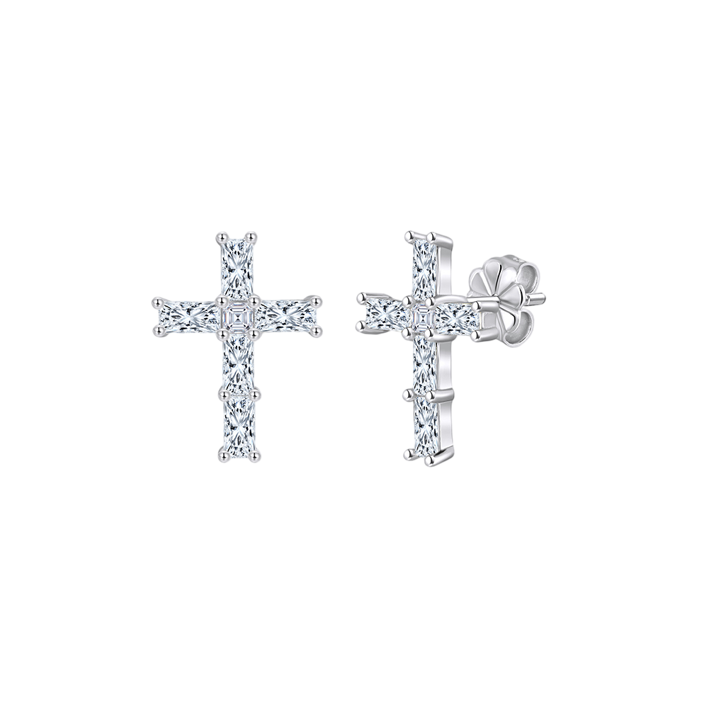 925 Sterling Silver Elegant CZ Cross Earrings: Modern  Jewelry
