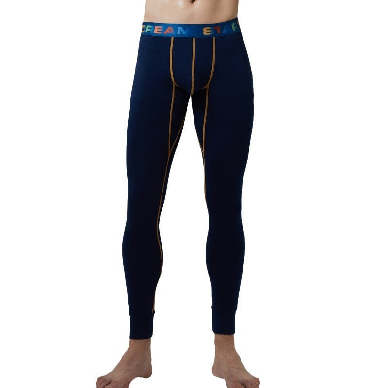 Men's Fall Winter Fashion Cartoon Printing Base Cotton-Woolen Trouser Slim Fit Warm