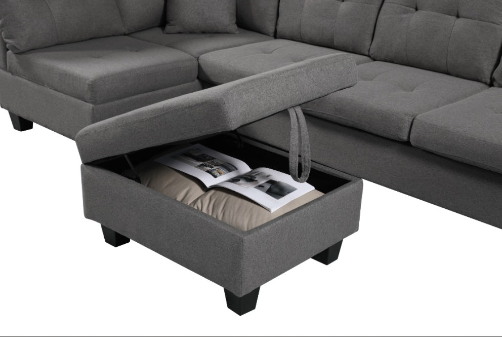 Left Fabric Sofa With Ottoman