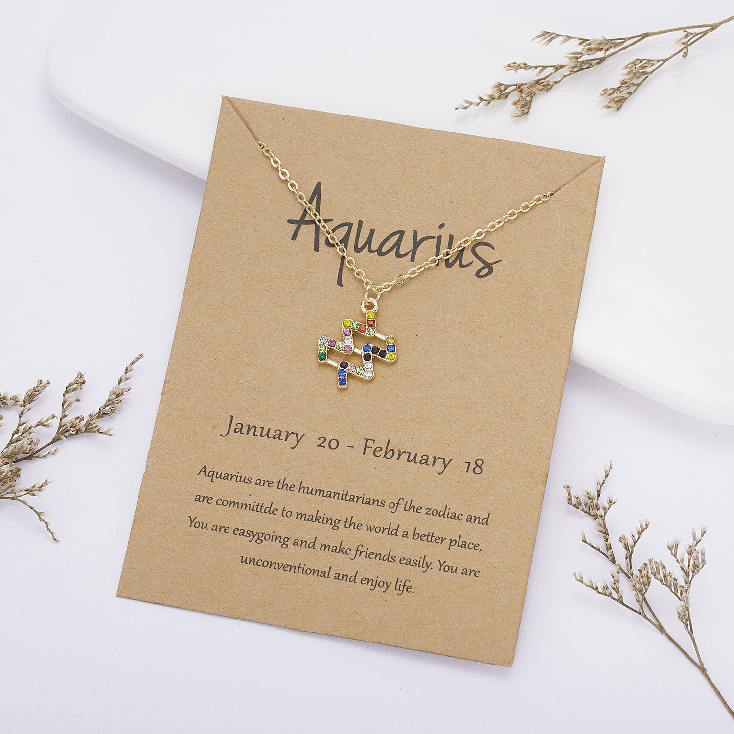 Pisces - Rhinestone Symbol Necklace