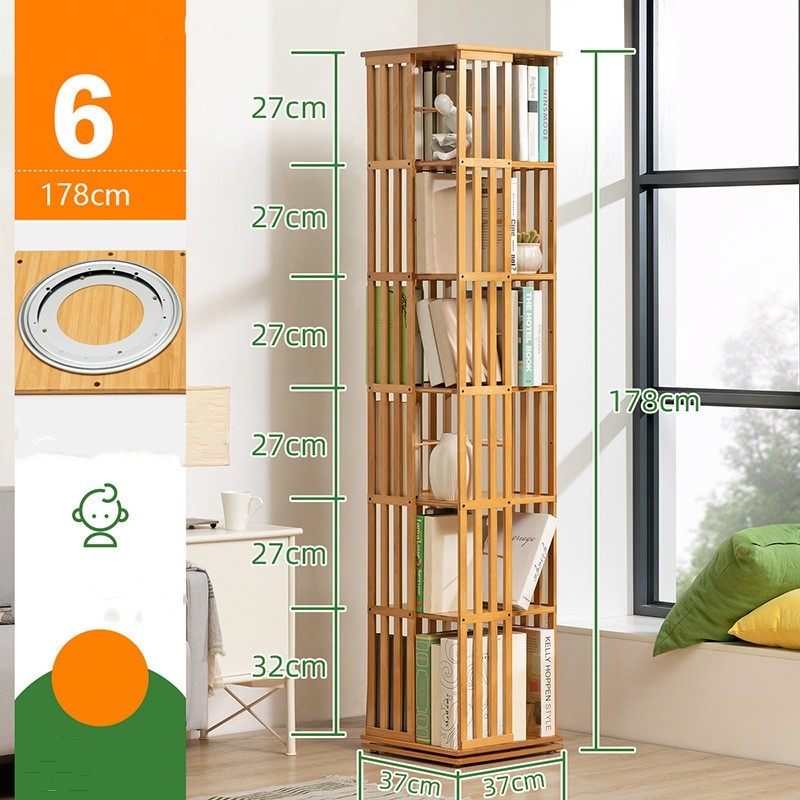 Wooden Horse Person Rotating Bookshelf Floor Children's Lockers Simple Household