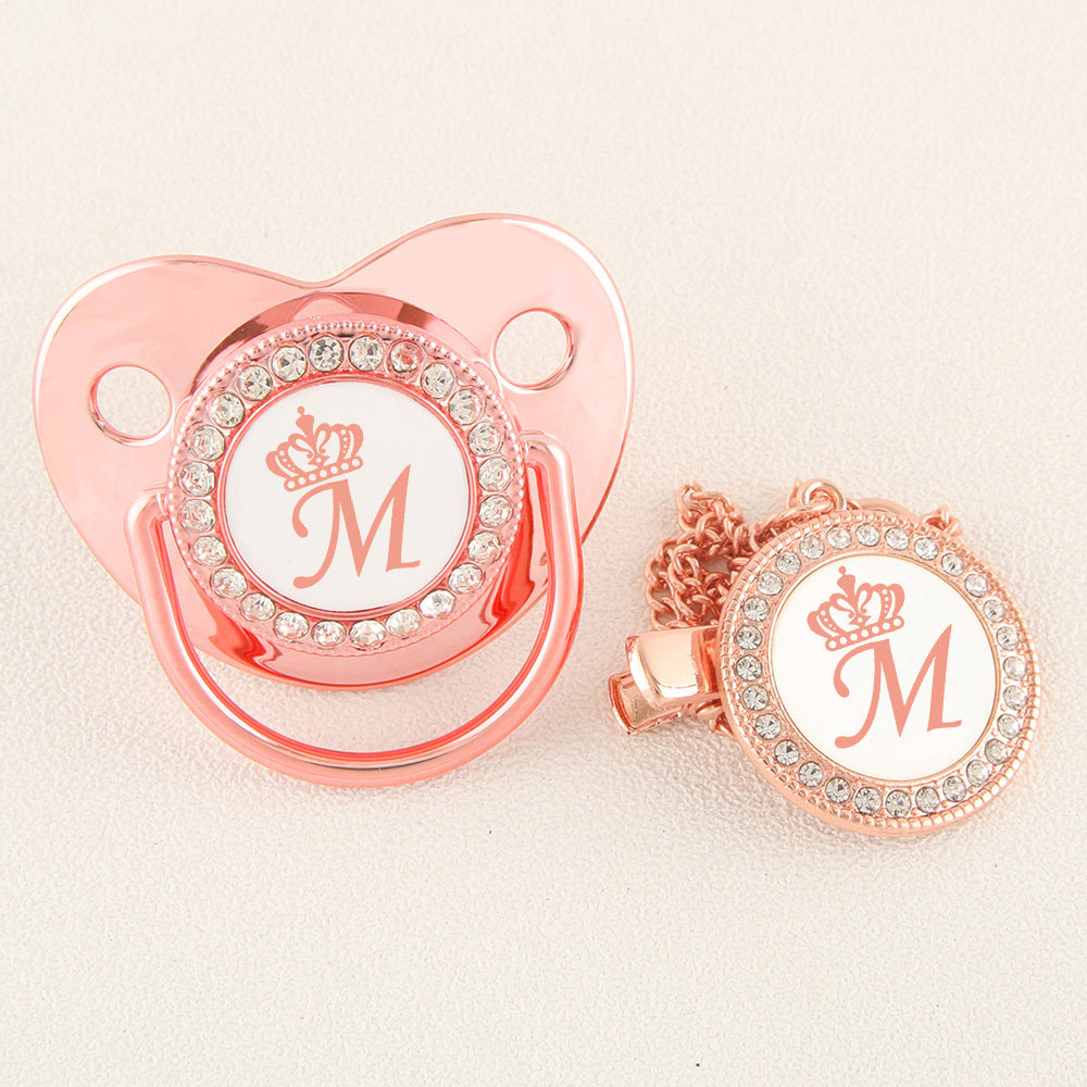 Rose Gold Crown Letter Pacifier