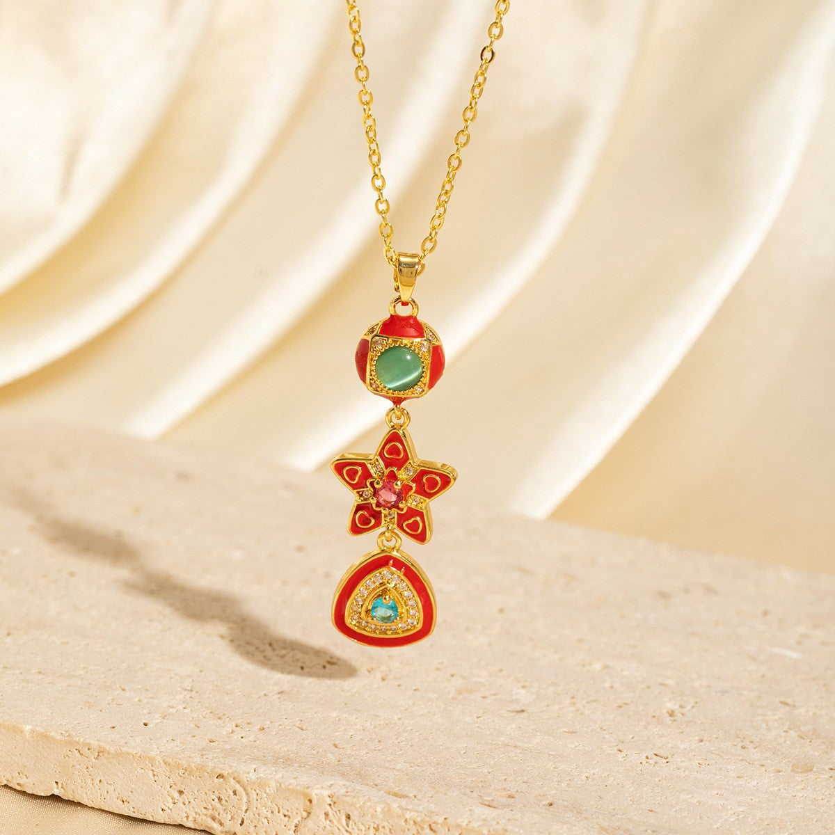 Exquisite Long Necklace With Colorful Zirconia And Elegant Tassels