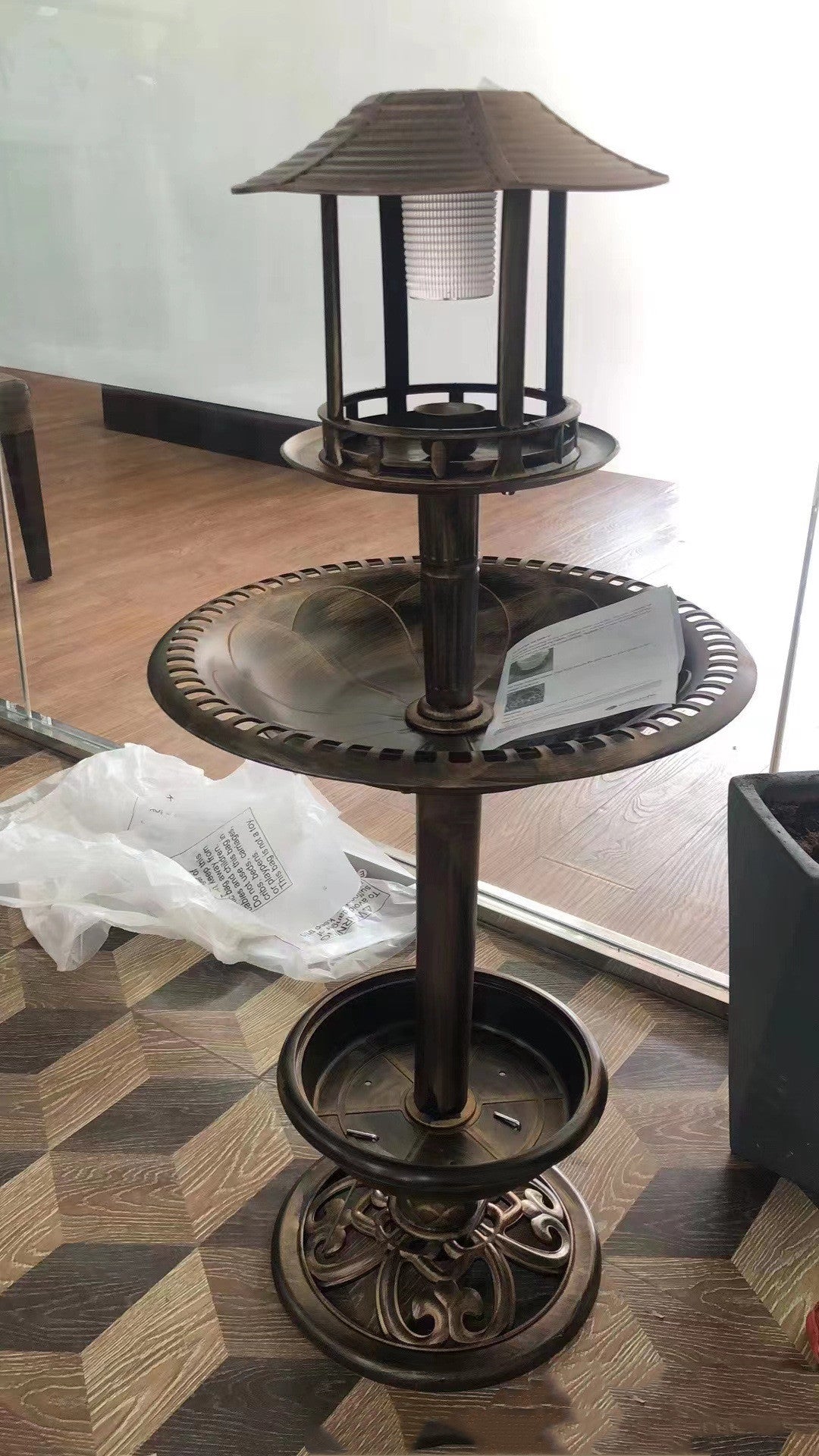 Plastic Bird Bath With Light Outdoor Bird Feeder