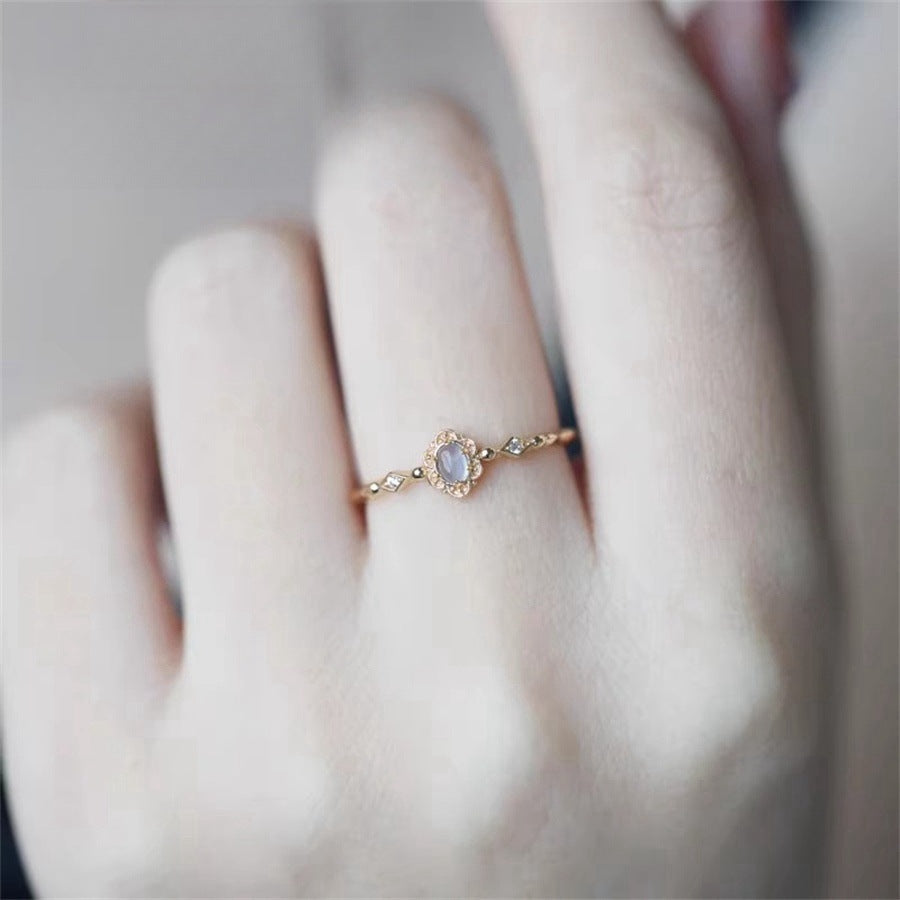 Antique Zircon Brushed Ring Female Retro Minority