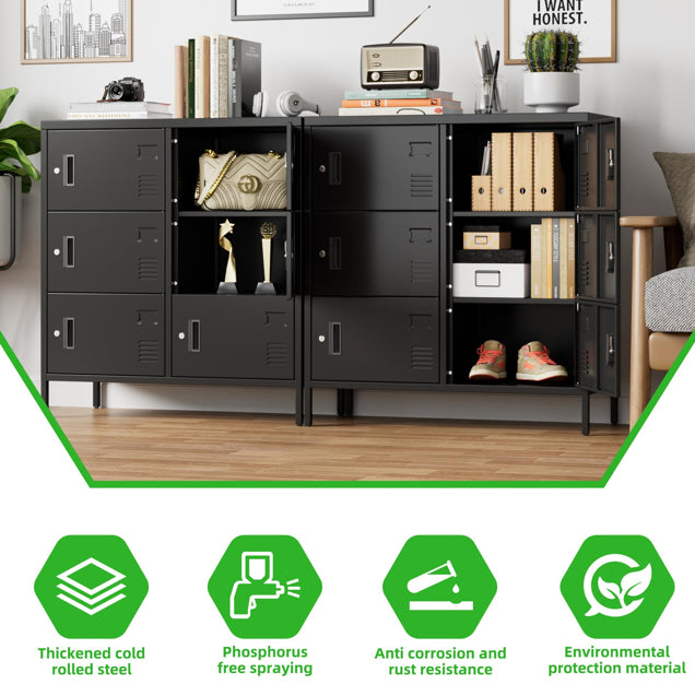 6Doors Metal Storage Locker With Card Slot Metal Locker For Employees With Keys And Ventilation Hole