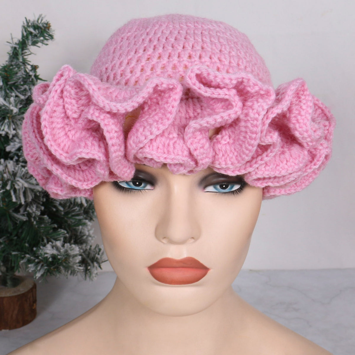 Knitted Lace Bamboo Hat Ruffled Hat Fashion