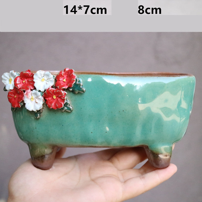 Strawberry Stoneware Succulent Plant Pot