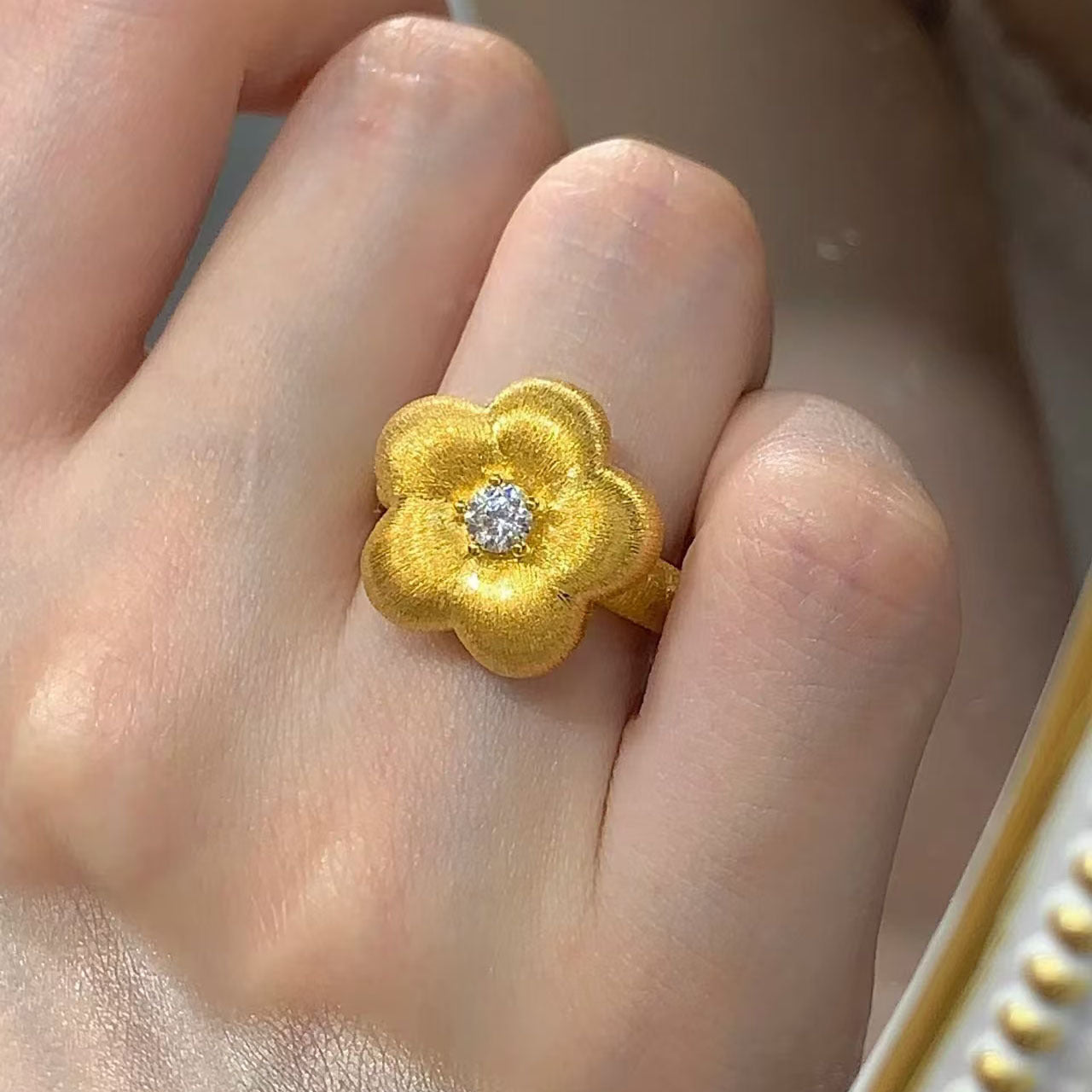 Plum Brushed Zircon Ring New Niche Temperament Entry Lux